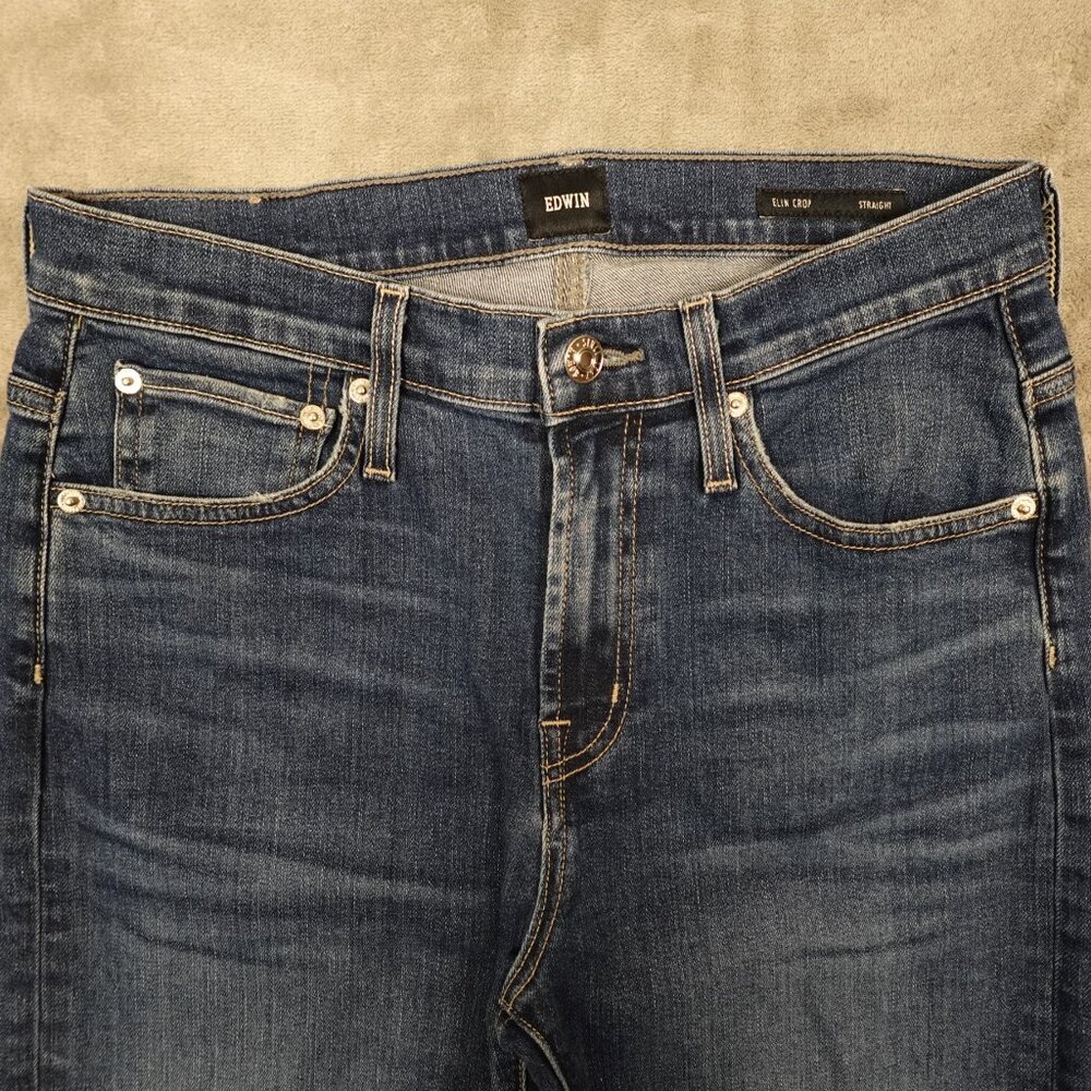 Edwin jeans Elin crop straight women's 26 blue denim NWT - Picture 2 of 13